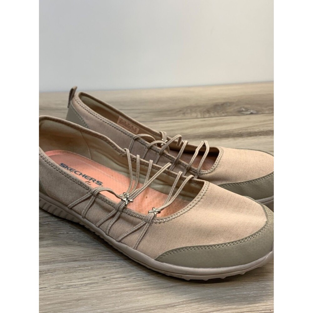 Skechers Women’s Slip On Sneakers Air-Cooled Memory Foam Strappy Beige 11.